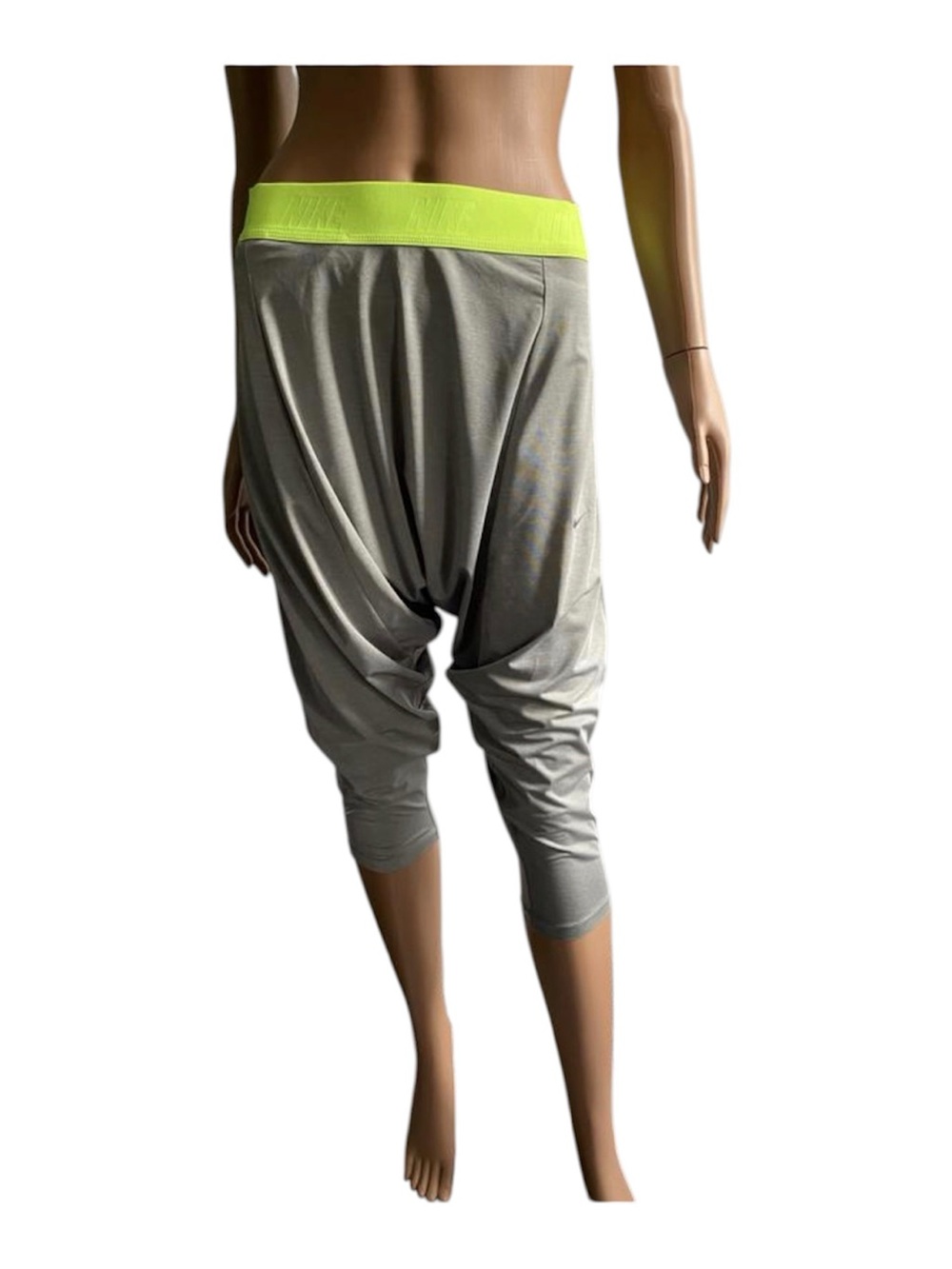 Nike Dri-FIT Gray Leggings with Neon Green Waistband SZ S